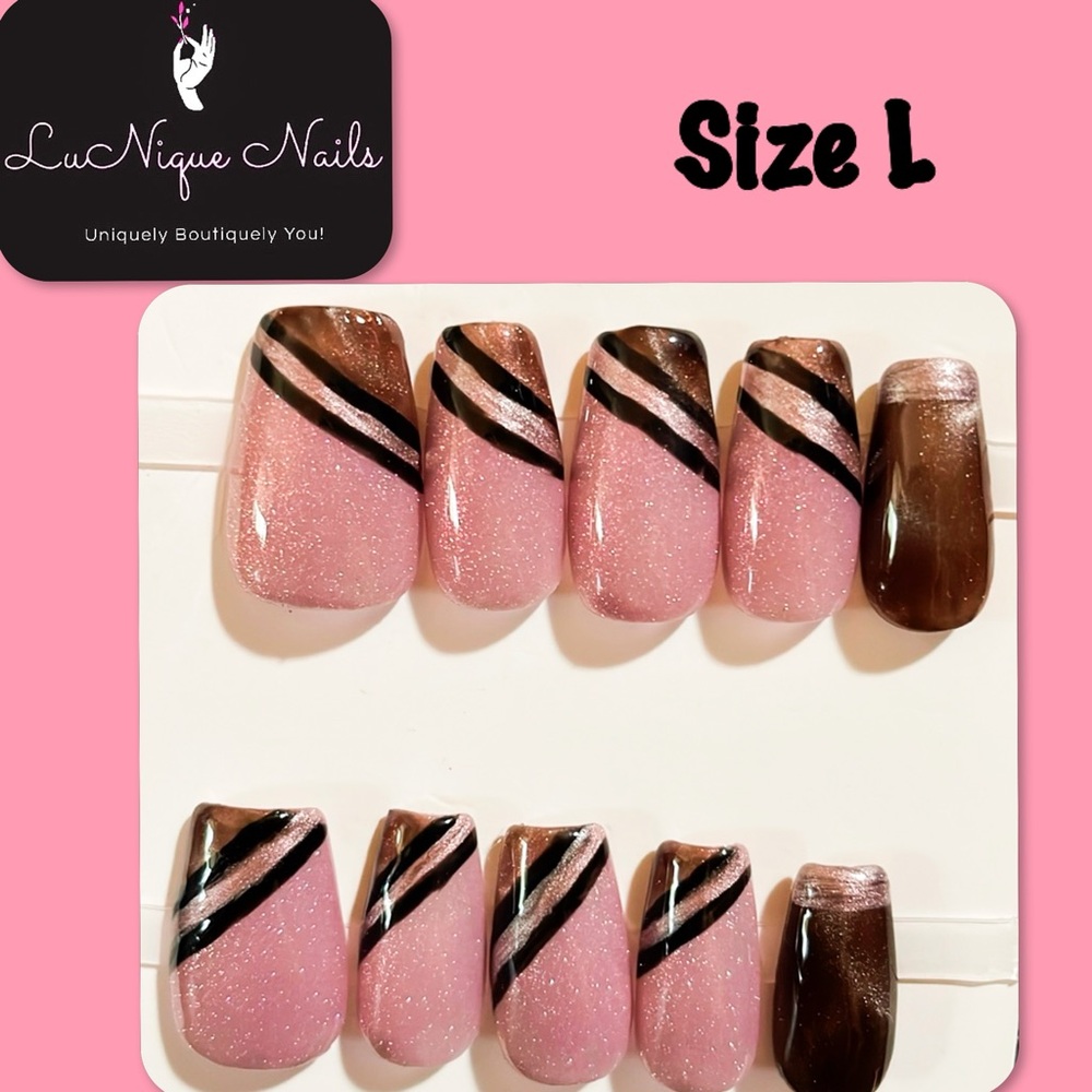Pinky Cat Press On Nails-Size L